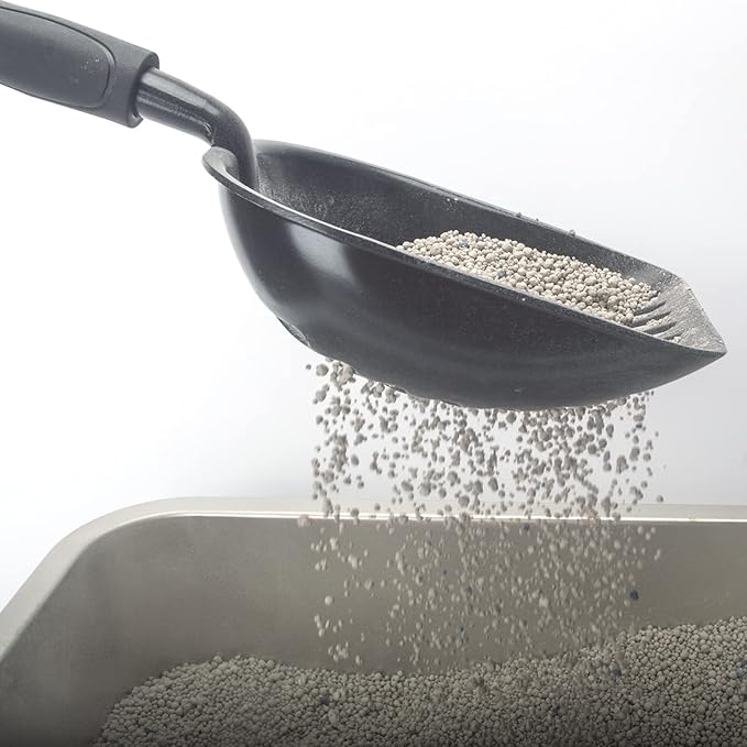 Metal Cat Litter Scoop with a Deep Shovel Design | Solid Aluminum & Non-Stick Coating | Durable Rubber Coated Handle for Easy Scooping | Perfect Size Sifting Slots for Any Type of Kitty Litter