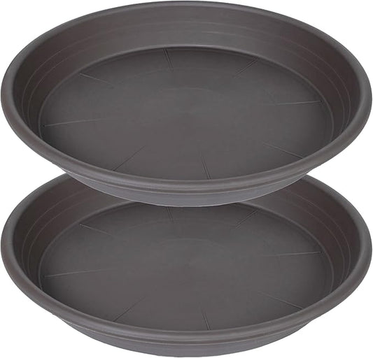 2 Pack of 22 inch Plant Saucer, Large Plant Tray, Heavy Sturdy Plant Drainage Tray for Indoors, Bird Bath Bowls, Sturdy Plastic Pot Tray for Planter 20 21"(Brown)