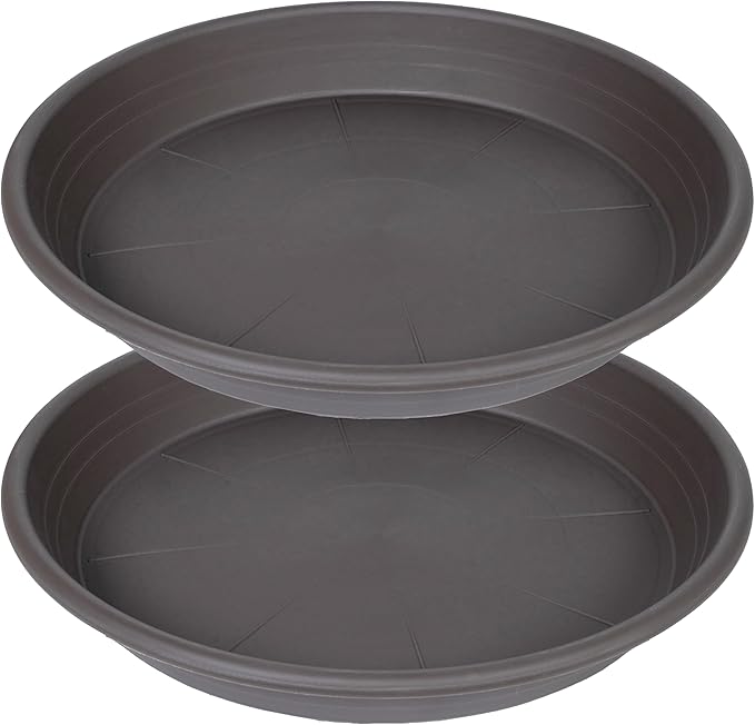 2 Pack of 26 inch Plant Saucer, Large Plant Tray, Heavy Sturdy Plant Drainage Tray for Indoors, Bird Bath Bowls, Sturdy Plastic Pot Tray for Planter 23 24 25"(Brown)