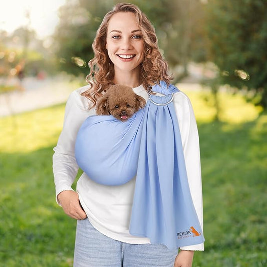 Dog Sling Carrier for Small Dogs,Carrying Wrap Anti-Anxiety Cat Sling,Adjustable Pet Sling (Light Blue) (Light Blue)