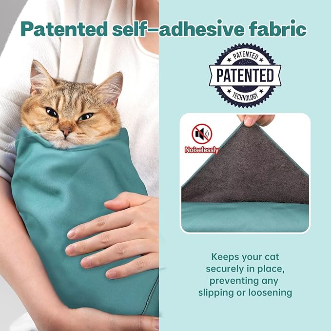 Paw Legend 21.7" Cat Wrap for Grooming Cat Wrap for Cutting Nails Cat Restraint for Nail Clipping Self Adhesive Blanket Restraint Cloth for Cats Within 6lbs