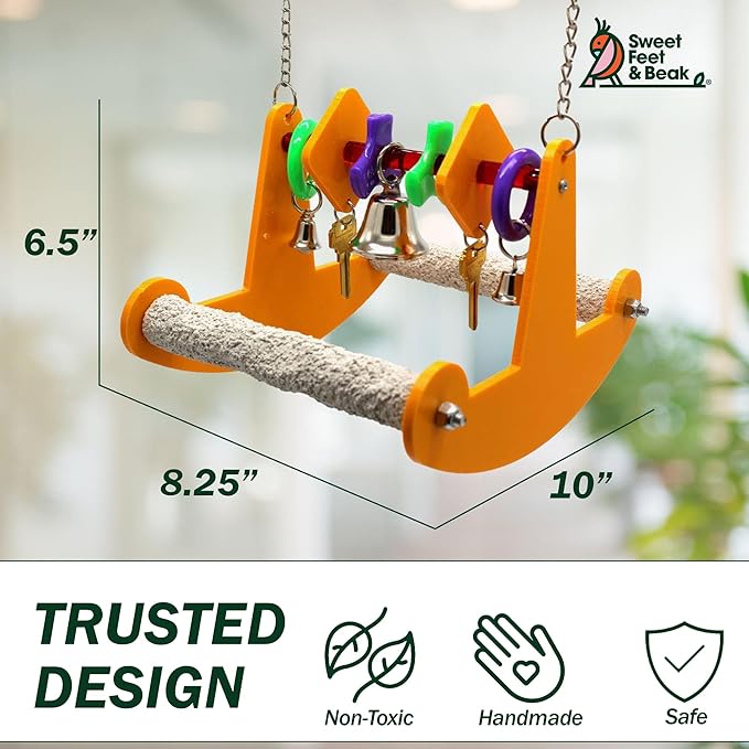 Sweet Feet & Beak Tweeter Totter Rocker - Perfect Cage Toy Stimulates Visual and Physical Activity - Safe, Non-Toxic, Cage Accessories for Birds