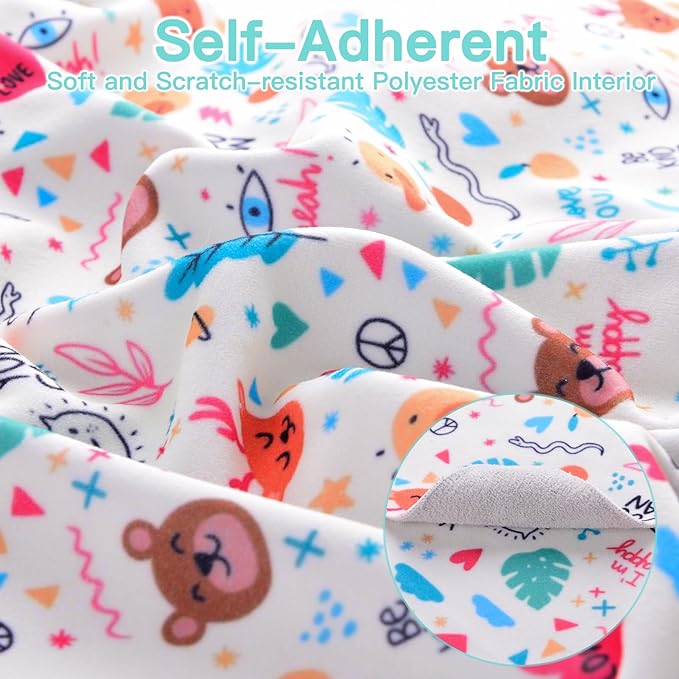 17.7" Cat Grooming Wrap, Cat Wrap for Cutting Nails, Self-Adherent Fabric Wrap for Cats, Cat Burrito Wrap Anti-Scratch, Anti-Escape, Multifunctional Swaddle Wrap Pet Tool (Floral, Medium)