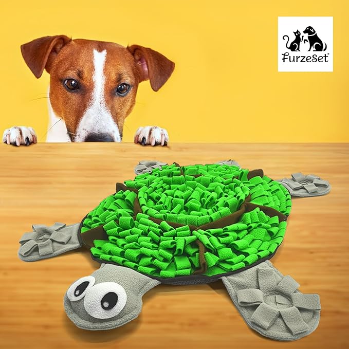 Snuffle Mat for Dogs, Tortoise-Themed Slow Feeder for Small/Middle/Large Breed, Durable Washable Portable Pet Feeding Mat, Nose Work Training Pad, Anxiety Relief & Mental Stimulation(M, Green)