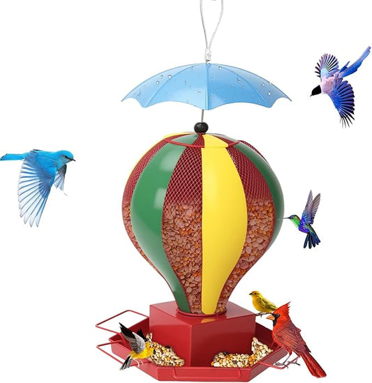 Bird Feeder for Outdoors, Fanosy Squirrel Proof Outside Hanging Birds Feeding All Metal Brushed, Large 6lb Capacity, Weather Resistant, Unique Design Feeders for Garden Use