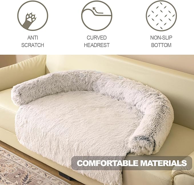 Calming Dogs/Cats Bed Mats, Dog Pad Washable Removable Couch Cover, Plush Long Fur Mat for Pets, Waterproof Lining, Perfect for Small, Medium and Large Dogs and Cats (Gradient Brown, 31"x23")