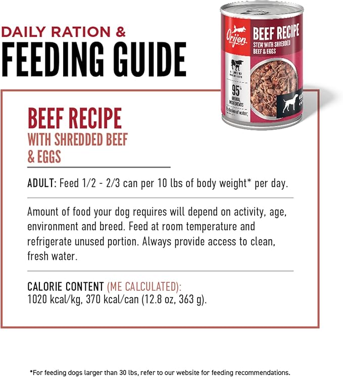 ORIJEN Real Meat Shreds Wet Dog Food Beef Stew Recipe 12.8oz Cans (12 Count)