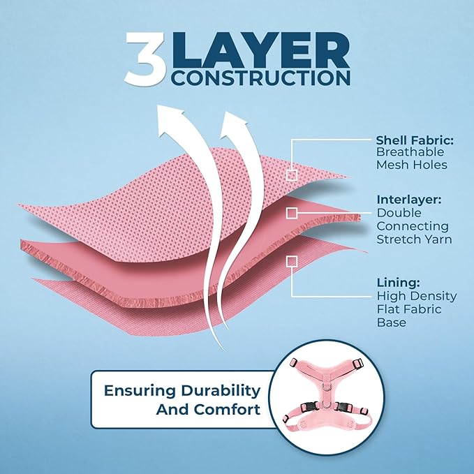 Voyager Step-in Lock Adjustable Cat Harness w. Cat Leash Combo Set with Neoprene Handle 5ft - Supports Small, Medium and Large Breed Cats by Best Pet Supplies - Pink, XXXS