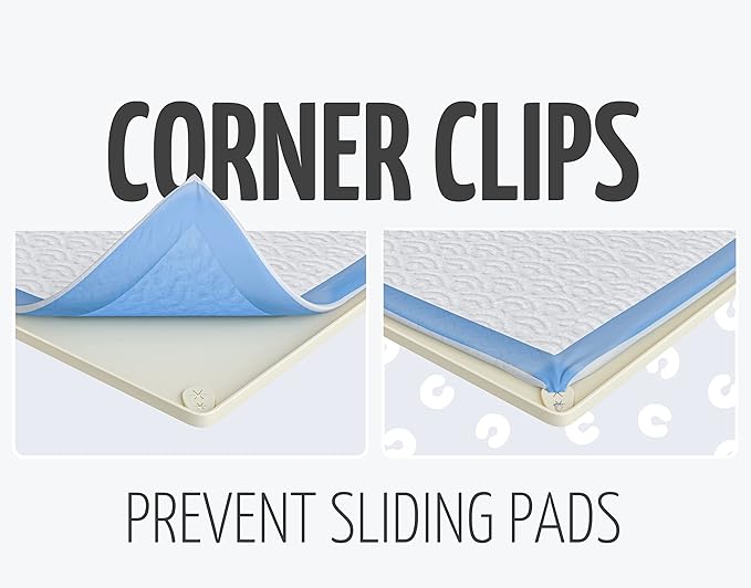 TidyFriend Dog Pee Pad Holder Tray Fits for 30” x 23” Pee Pads with Corner Lock Holes, Raised Edges, Non-Spill, Easy to Clean Silicone Dog Potty Tray Holder, For Indoor Floor Protection (Beige)