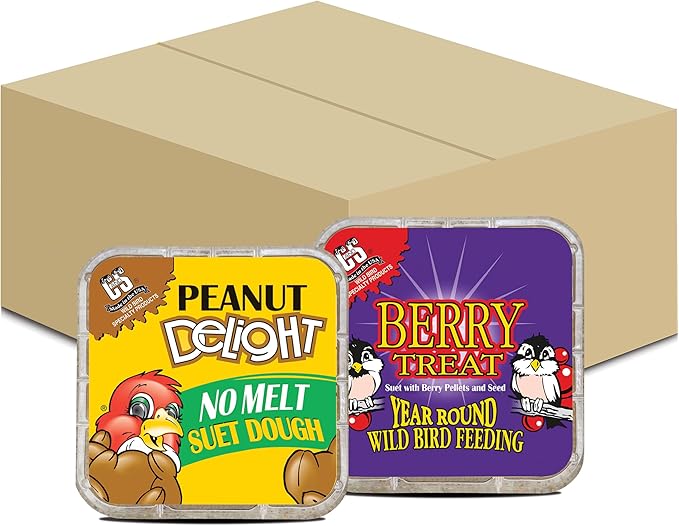 C&S Suet Variety Value Pack, Peanut Delight Dough & Berry Treat 24 Pack