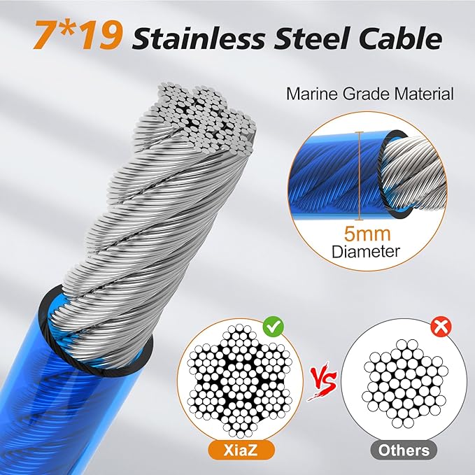 Tresbro 30 FT Dog Tie Out Cable with Spring, Shock Absorbing Tether Chains for Outside Aavilable in 10/15/20/25/30/40/50/70/100/120 FT, Heavy Duty Leads for Yard for Medium & Large Dogs Up to 500 LBS
