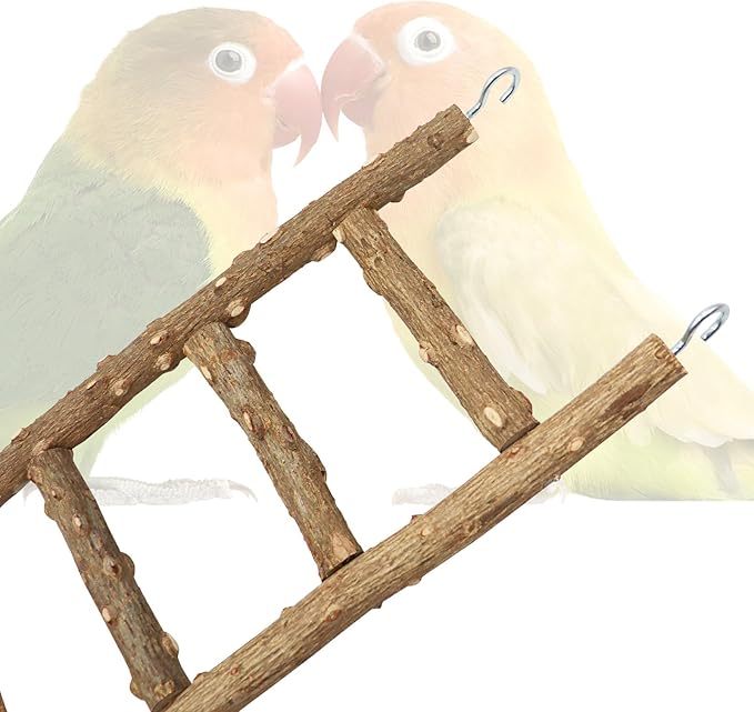 Natural Pepper Wood Parrot Ladder - Bird Climbing & Chewing Toy, Cage Accessory for Parrots, Parakeets, Cockatiels
