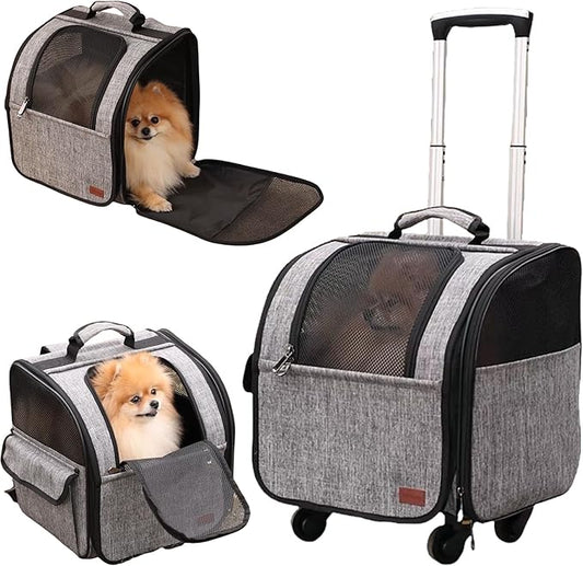 HSC PET Cat Strollers for Small Dog Carriers Backpacks Pets Travel Strollers Puppy Detachable Rolling Softsides Carrier Slide with Wheels,Small Animal Like Bunny Rabbit Kittens Puppy Outdoor (Grey)