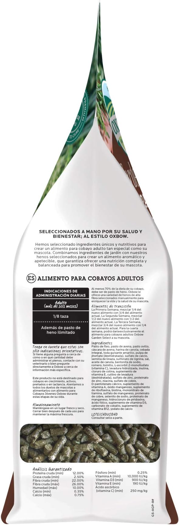 Oxbow Garden Select Guinea Pig Food, Adult, Made Timothy Hay for Guinea Pig, Pet Food Pellets with Vitamin C, Non-GMO, Small Animal Pet Products, Made in USA, High Fiber, 8 lb. Bag