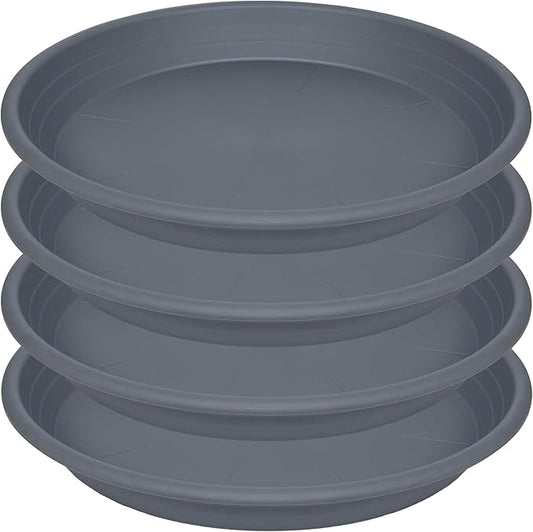 4 Pack of 16 inch Plant Saucer, Large Plant Tray, Heavy Sturdy Plant Drainage Tray for Indoors, Bird Bath Bowls, Sturdy Plastic Pot Tray for Planter 14 15 16"(Gray)