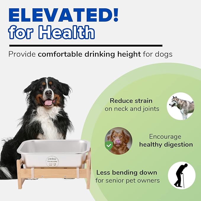 PEDAY 1.2 Gallon Raised Dog Water Bowl, Human Grade 18/8 Stainless Steel