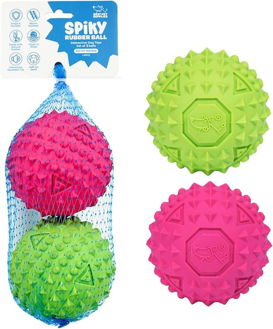 Best Pet Supplies Squeaky Dog Toys with Soft Durable Fabric for Small, Medium and Large Pets Interactive Toy for Indoor Play, Supports Active Biting and Play - Fuchsia, Green (L:3.5")