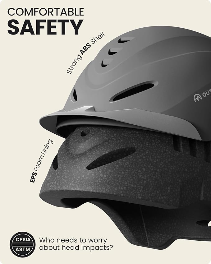 OutdoorMaster Equestrian Helmet, Horse Riding Helmet with Sun Visor and Excellent Ventilation, Adjustable Safe Helmet for Men, Women & Youth