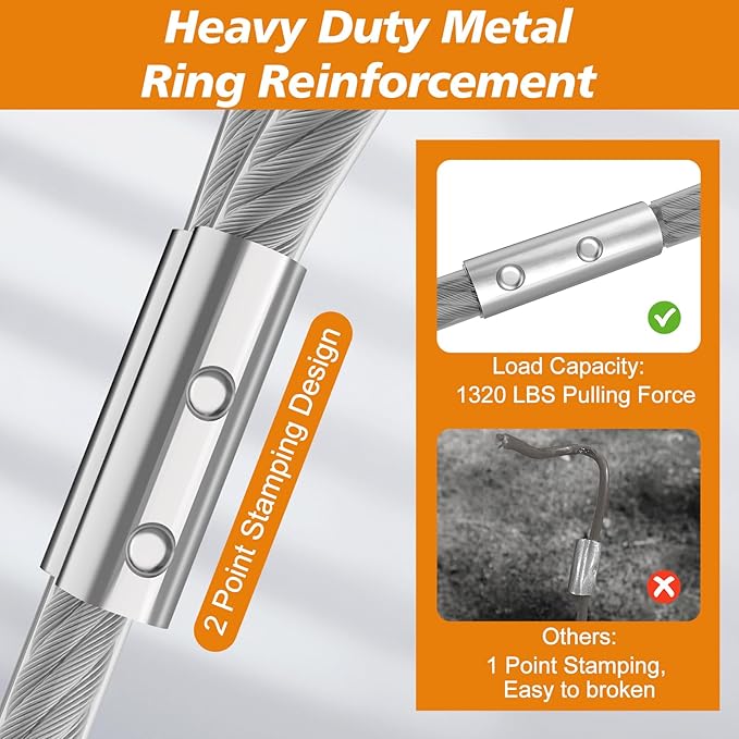 Tresbro 40 FT Dog Tie Out Cable with Spring, Shock Absorbing Tether Chains for Outside Aavilable in 10/15/20/25/30/40/50/70/100/120 FT, Heavy Duty Leads for Yard for Medium & Large Dogs Up to 500 LBS