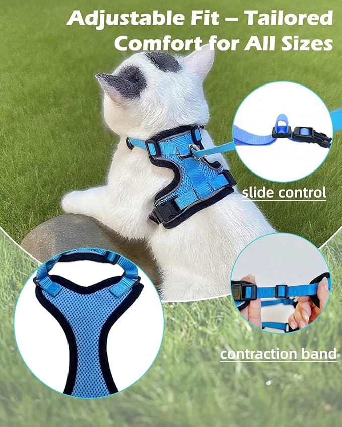 Luxelle 2 Pack Escape-Proof Cat Harness and Leash Set for Walking – Adjustable No Pull Soft Vest with Easy-Wear Buckle, Reflective Straps, Breathable Mesh – Outdoor Travel Harness for Cats & Kittens