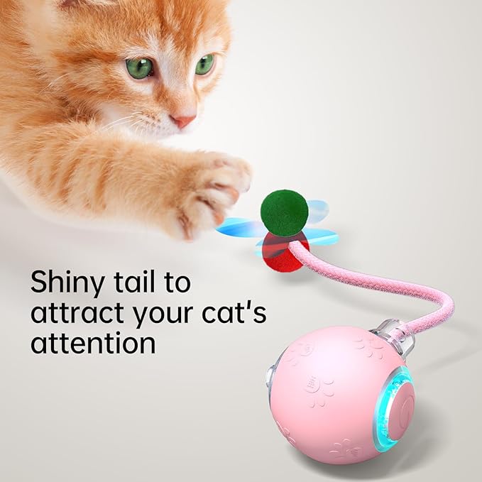 Interactive Cat Toys for Indoor Cats - Kitten Toy with Speedy Tail 2.0, Automatic Cat Toys for Bored Indoor Adult Cats, Motion-Activated, 2025 New Upgraded, USB Rechargeable (Pink)
