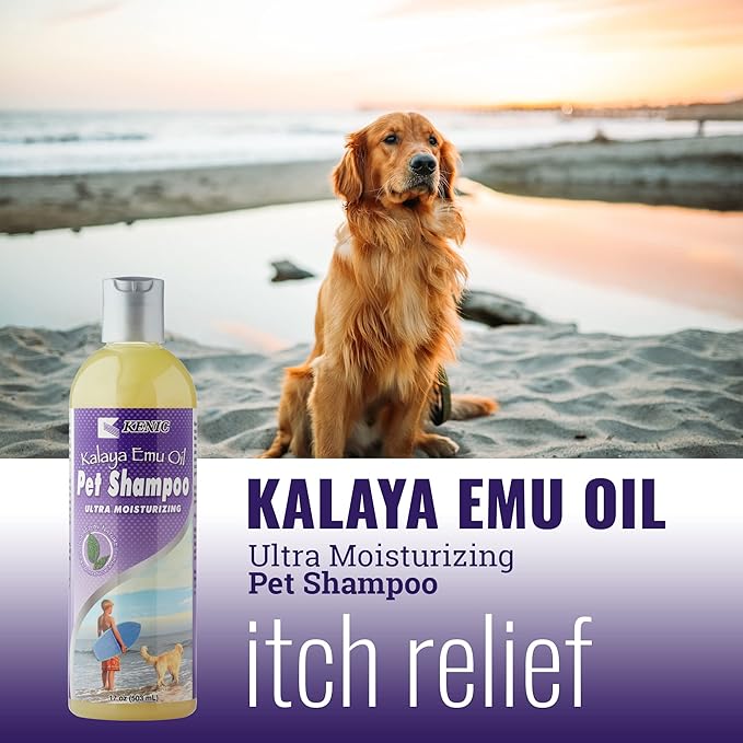Kenic Emu Oil Anti Itch Dog & Cat Shampoo – Moisturizing 2-in-1 for Itchy Skin, Allergies & Irritation – Natural Relief for Dogs & Cats – 17oz, Made in USA