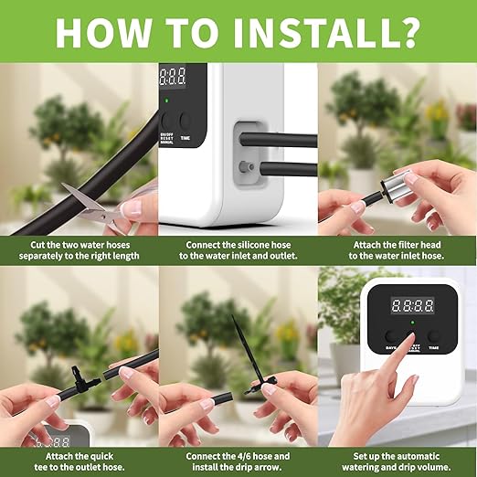 Automatic Drip Irrigation System for Garden, Outdoor Watering System for 15 Potted Plants Watering Kit, Auto Drip Irrigation Kit Programmable Water Timer for Indoor Outdoor Use