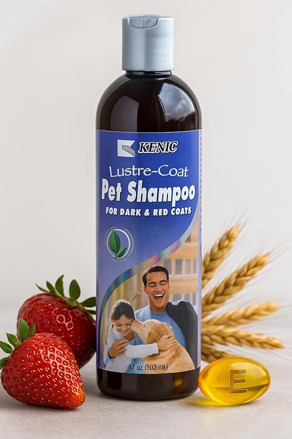 Kenic Lustre Coat Dog & Cat Shampoo Color Enhancing Formula for Dark and Red Coats Restores Shine and Vibrancy Cruelty Free Soap and Paraben Free Professional Grooming Formula Made in USA