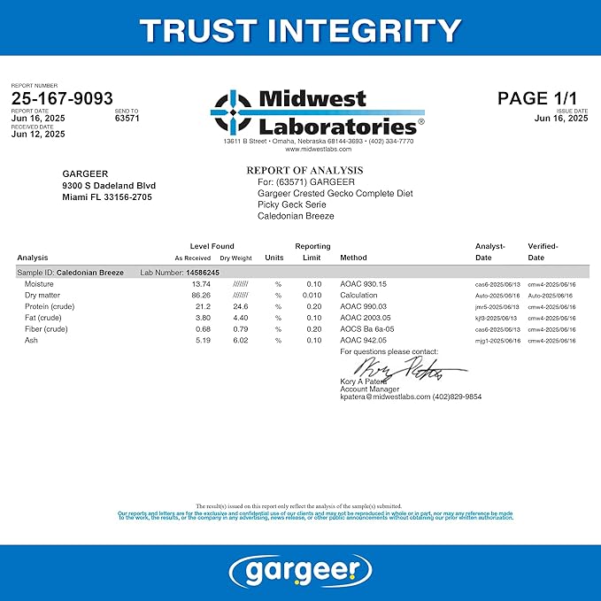 'Picky Geck' Caledonian Breeze - Premium Crested Gecko Food | Tropical Fruit Formula for Digestion & Eye Support | No Fillers - Only Premium Ingredients | 2oz | Made in USA. Enjoy !