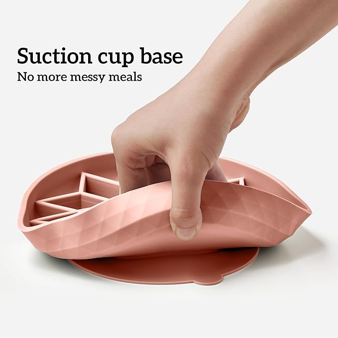 OHMO Slow Feeder Dog Bowls(Coral,7.3") for Medium Small Large Breeds,Non-Slip Slow Feeder Cat Bowl with Suction Cup, Durable Food-Grade Silicone, Anti-Chocking and Anti-Bloat