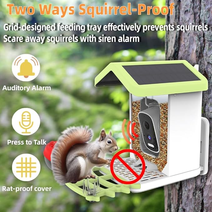 Smart Bird Feeder with Camera, AI Bird Species Identification Solar Powered Panel, 4k HD Video Bird House with Camera for Outside Garden, Instant Arrival Alerts, Ideal Gifts for Lover