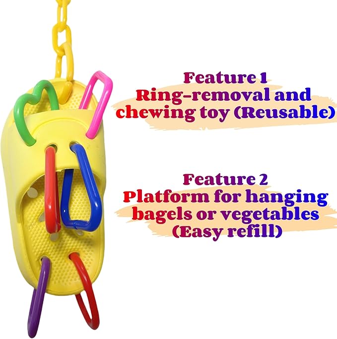 Bird Toys for Large & Medium Parrot Shredding Foraging Chewing Cardboard Bagles Hanging Toy 2PCS Bird Cage Accessories for Amazons Mini Macaws African Greys Cockatoos Eclectus Senegal Yellow
