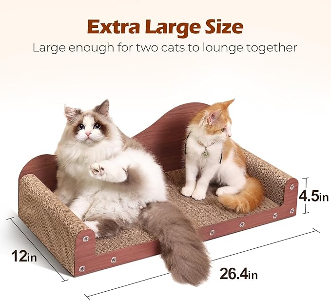ComSaf 26.4" Large Cat Scratcher Bed, Cat Scratching Board, Durable Cardboard for Indoor Use, Extra Large Couch with Scratch Pad - Sofa Lounge