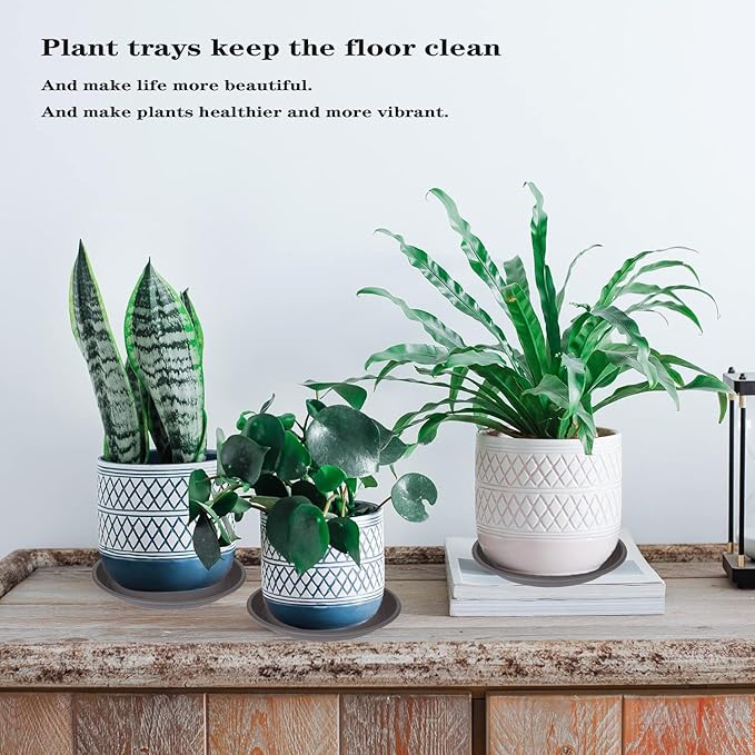 2 Pack of 26 inch Plant Saucer, Large Plant Tray, Heavy Sturdy Plant Drainage Tray for Indoors, Bird Bath Bowls, Sturdy Plastic Pot Tray for Planter 23 24 25"(Brown)