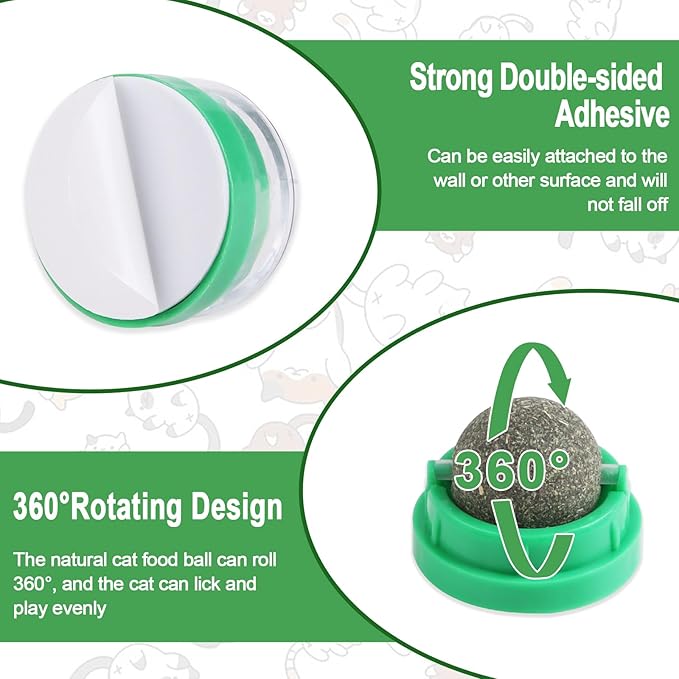 KIMOBER 6 Pack Catnip Ball for Cats,Edible Kitten Chew Toys with Catnip Silvervine Gall Fruit Flavors for Cats Lick Dental Teeth Cleaning Cats Wall Treats