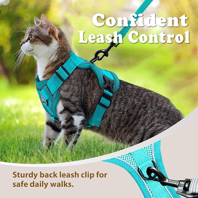 Cat Harness and Leash for Walking, Escape Proof Soft Adjustable Vest Harnesses for Cats