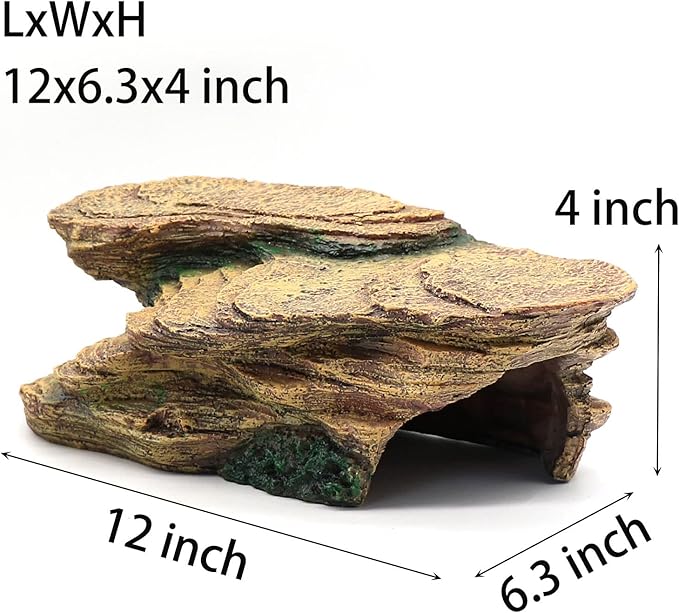Turtle Basking Platform Shale Scape Step Ledge, Reptile Cave Hideout Turtle Tank Accessories Decorations, Great for Reptiles, Amphibians, Leopard Gecko, Bearded Dragons, Lizard, Frogs