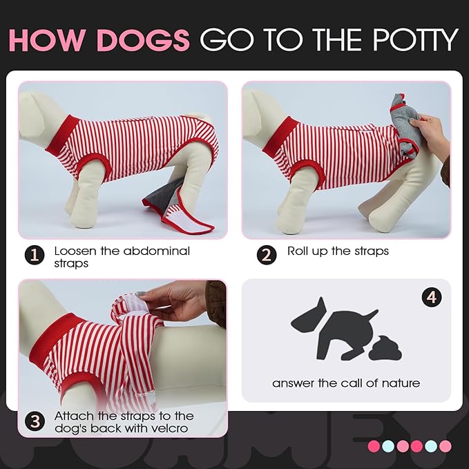 FUAMEY Dog Recovery Suit Male,Dogs Surgery Neuter Suits Puppy Spay Shirts for Female Protect Dog's Skin Anti Licking Abdominal Wounds Doggie Onesie Pet Bodysuit Alternative to Cone Red Stripes XL