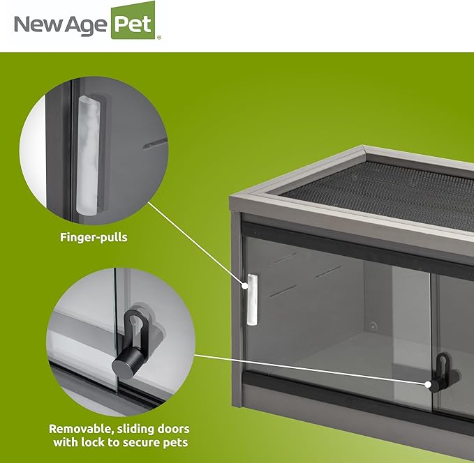 New Age Pet® ECOFLEX® Small 24" Reptile Enclosure, Glass Front Terrarium for Snakes, Lizards & Tortoises, in Maple or Grey, Easy to Clean, Front Access Design