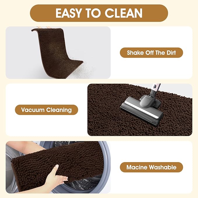 IM HOME 48" x 38" Brown Dog Door Mats for Muddy Paws, Chenille Absorbent Dog Mat, Non Slip Heavy Mud Mat for Dogs, Soft Pet Bed Mat for Entryway, Mud Paws, Inside Floor