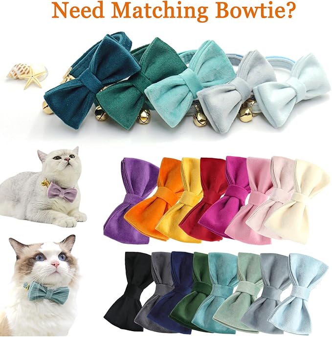 Personalized Cat Collars with Bells Custom Cat Collar with Name Tag Cute Soft Small Cat Collar for Boy and Girl Cats Kitten (Matcha Green)