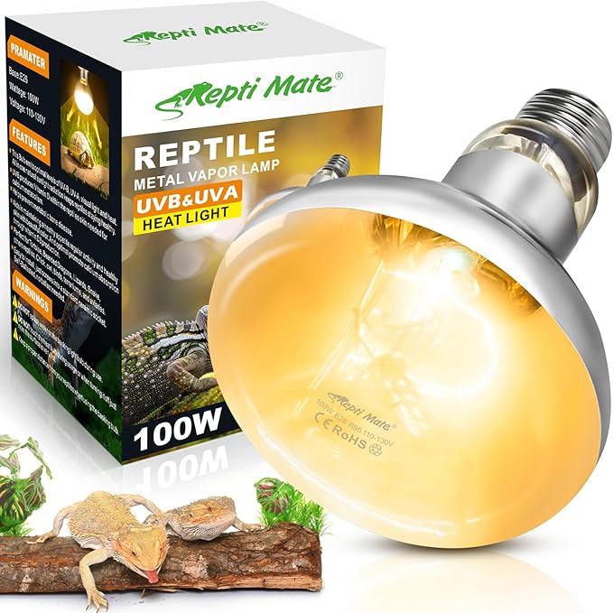 160W Reptile Heat Lamp Bulbs, Full Spectrum UVA/UVB Reptile Light Bulb and Basking Spot Light, UVB Light for Reptiles and Bearded Dragon, Turtle, Lizard, Snake, Amphibians
