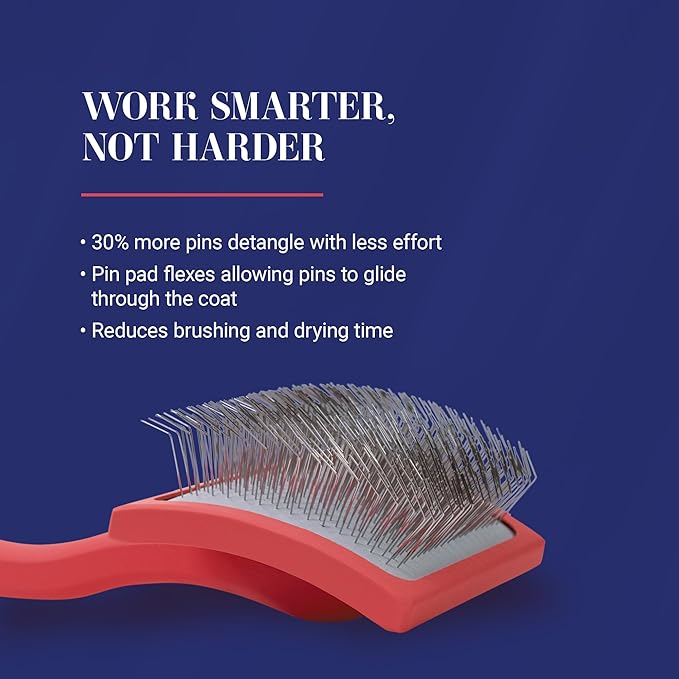 Chris Christensen Big G Dog Slicker Brush for Dogs (Goldendoodles, Labradoodles, Poodles), Groom Like a Professional, Fluff Detangle Style, Saves Time Energy, Coral, Large