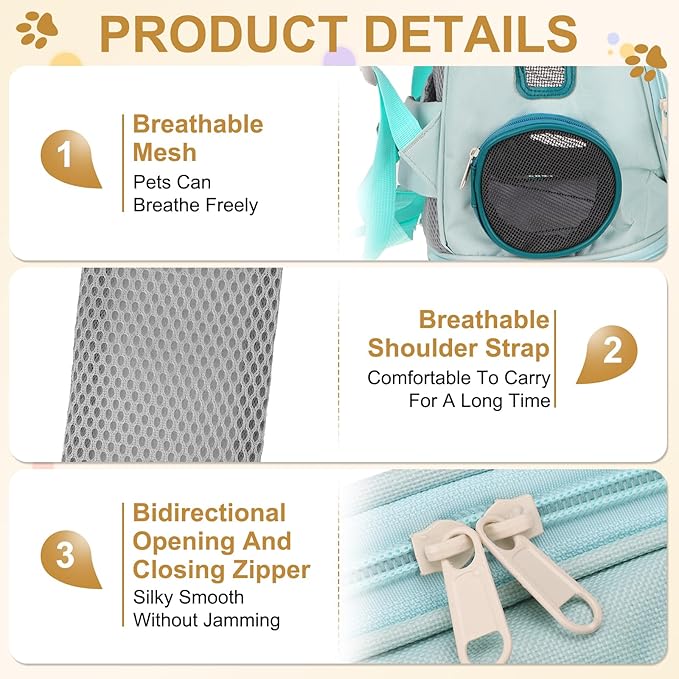 Pet Backpack Carrier, Portable and Ventilated, Oxford Cloth, Dog Cat Travel Bag with Transparent Cover 12.99", (Blue, 1 Pcs), Intended for Hiking/Camping/Traveling