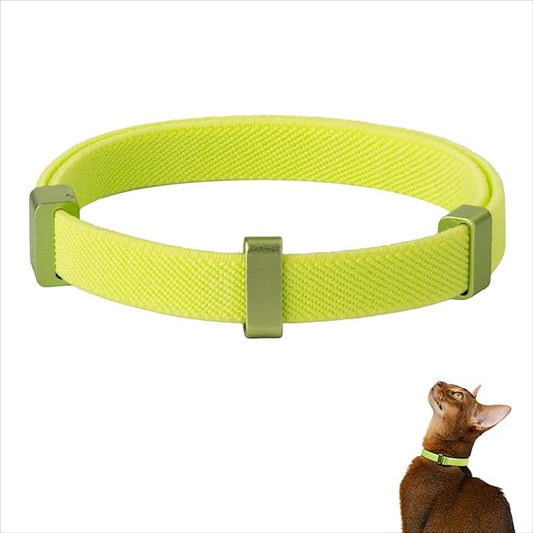 Safety Cat Collar Pro - U.S. IDA Gold Awarding Design, Elastic Quick Release Cat Collar with Buckle Non Breakaway - Lightweight for Kitten All Small Large Cats (Lime Green, S 5.9-11.8")