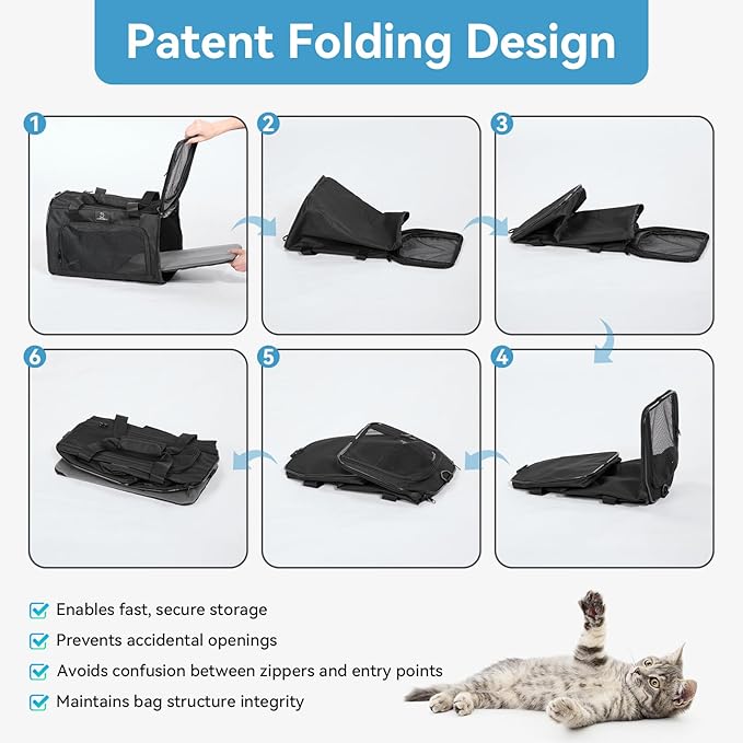 A4Pet Cat Carriers Dog Carrier Pet Carrier, TSA Airline Approved Small Dog Carrier for Cats Dogs Puppies (Up to 15lbs), Washable Soft-Sided Collapsible Travel Puppy Carrier