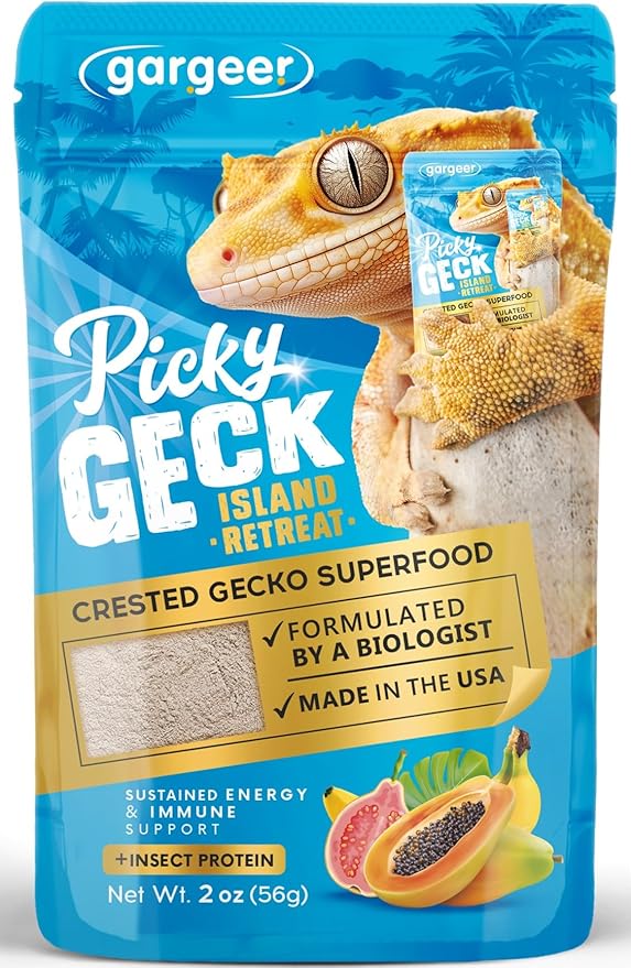 'Picky Geck' Island Retreat - Premium Crested Gecko Food | Sustained Energy & Immune Boost with Premium Tropical Fruit Blend | No Fillers, No Rice Bran - Only Premium Ingredients | 2oz