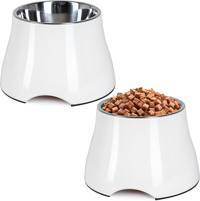 Raised Dog Bowls, Elevated Dog Bowls for Wearing Cone,Cocker Spaniel Long Ears,Neck Stress-Free,Non-Slip Stianless Steel Bowl for Medium/Small Size Dogs,2 Pack