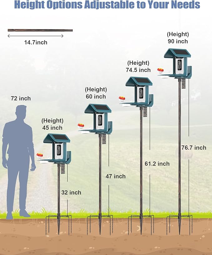 Bird Feeder Pole Stand – 90 Inch Height Feeding Station with 1-Inch Dia Heavy Duty for Hanging Feeders, Bird House Pole Mount Kit for Outdoor, Slip-Fit Connection, Copper Brushed