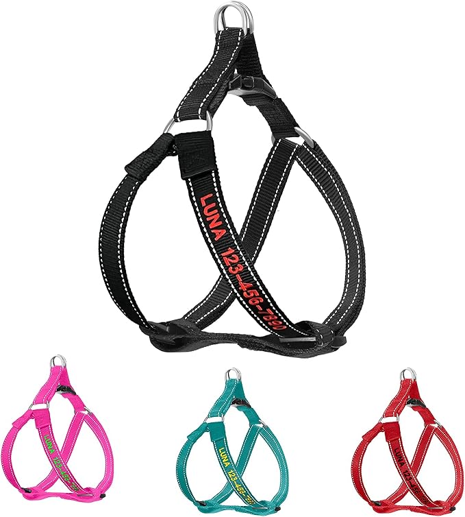 Personalized Dog Harness - Custom No Pull Pet Harness with Name and Phone Number - Adjustable Dog Vest with Reflective Strips